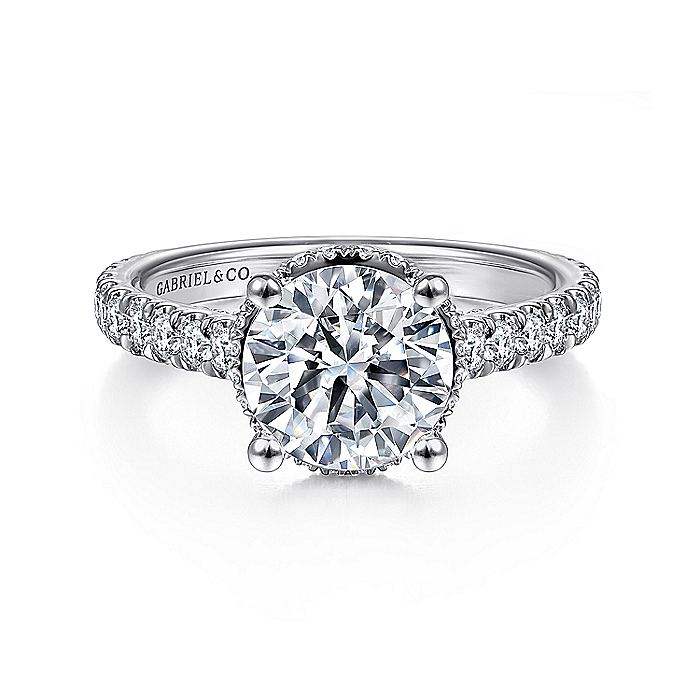 18K White Gold Camden Hidden Halo Round Diamond Engagement Ring