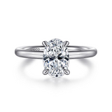14K White Gold ‘Lark’ Oval Solitaire Engagement Ring
