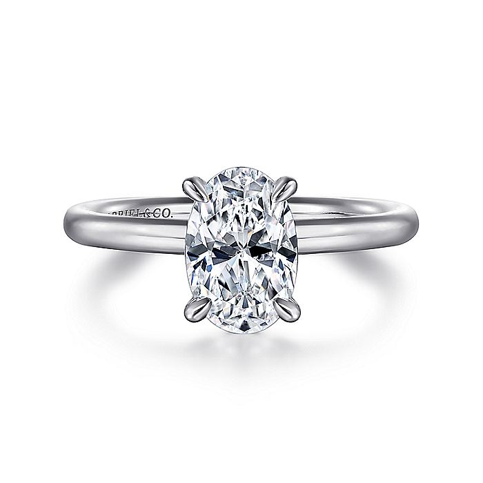 14K White Gold ‘Lark’ Oval Solitaire Engagement Ring