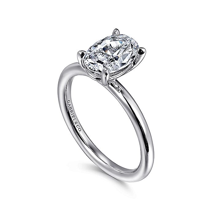 14K White Gold ‘Lark’ Oval Solitaire Engagement Ring