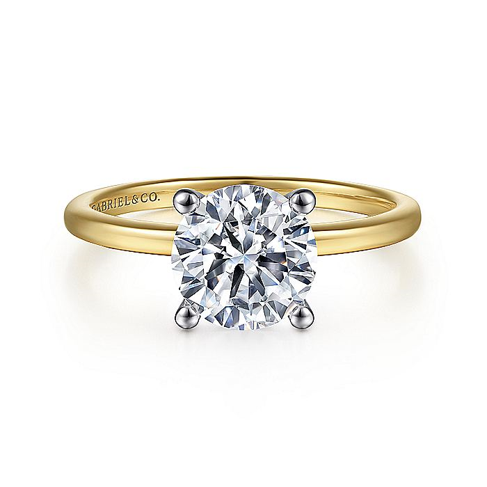 14K Yellow And White Gold ‘Evalia’ Solitaire Engagement Ring
