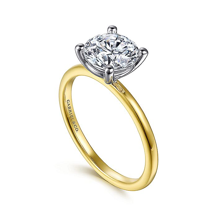 14K Yellow And White Gold ‘Evalia’ Solitaire Engagement Ring