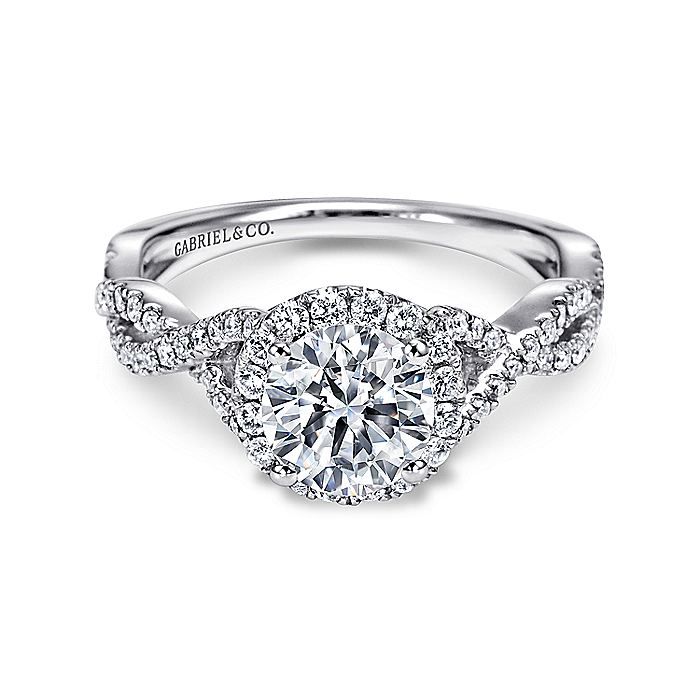 14K White Gold Marissa Round Halo Diamond Engagement Ring