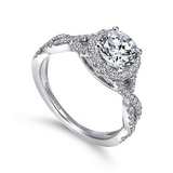 14K White Gold Marissa Round Halo Diamond Engagement Ring