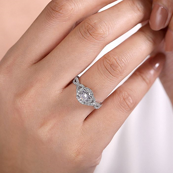 14K White Gold Marissa Round Halo Diamond Engagement Ring