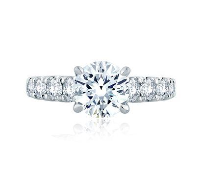 14K White Gold Classic Diamond Engagement Ring