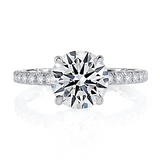14K White Gold Round Quilted Diamond Engagement Ring