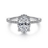 14K White Gold Hart Hidden Halo Oval Diamond Engagement Ring