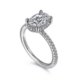 14K White Gold Hart Hidden Halo Oval Diamond Engagement Ring