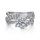 14K White Gold Zaira Bypass Round Natural Diamonds Engagement Ring