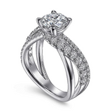 14K White Gold Zaira Bypass Round Natural Diamonds Engagement Ring
