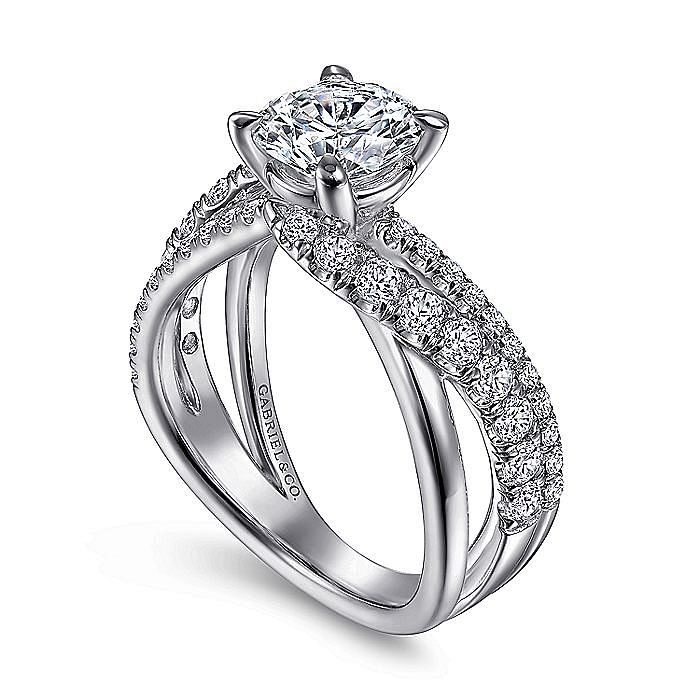 14K White Gold Zaira Bypass Round Natural Diamonds Engagement Ring