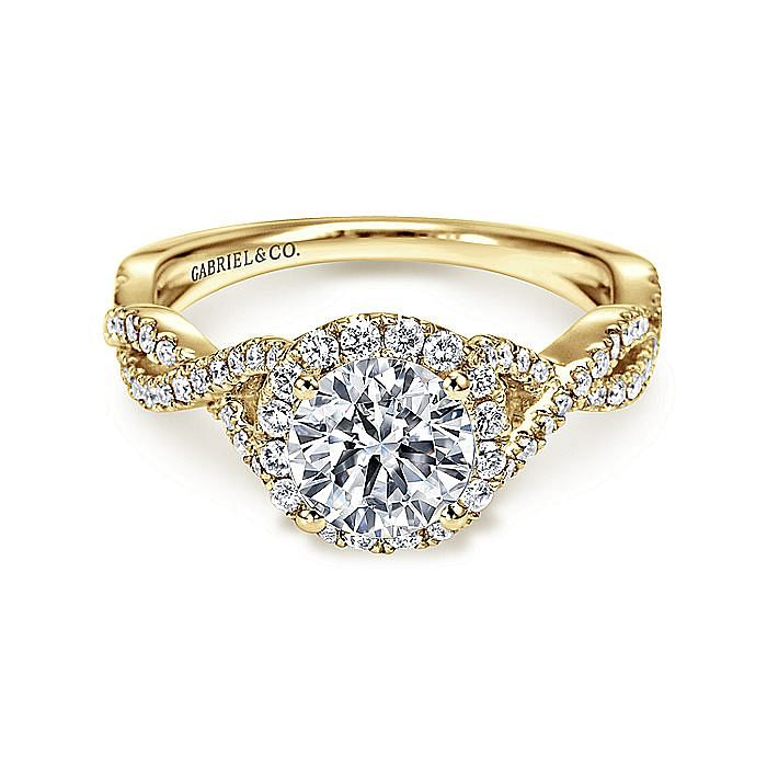 14K Yellow Gold Marissa Round Halo Diamond Engagement Ring