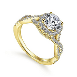 14K Yellow Gold Marissa Halo Round Diamond Engagement Ring