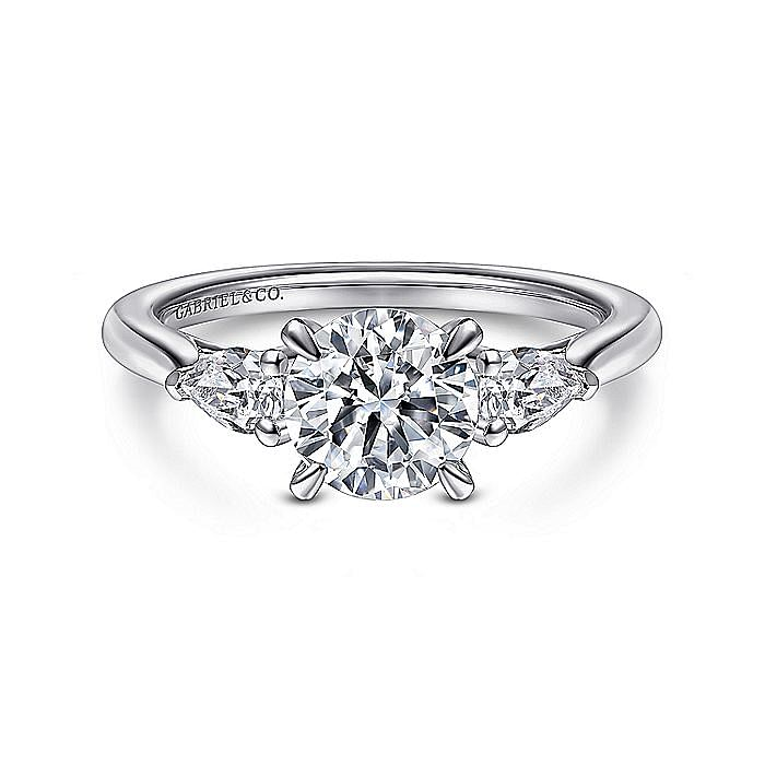 14K White Gold Sunday Round Three Stone Diamond Engagement Ring