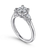 14K White Gold Sunday Three Stone Round Diamond Engagement Ring