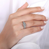 14K White Gold Sunday Three Stone Round Diamond Engagement Ring