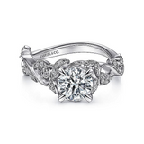 14K White Gold Martedi Free Form Round Natural Diamonds Engagement Ring