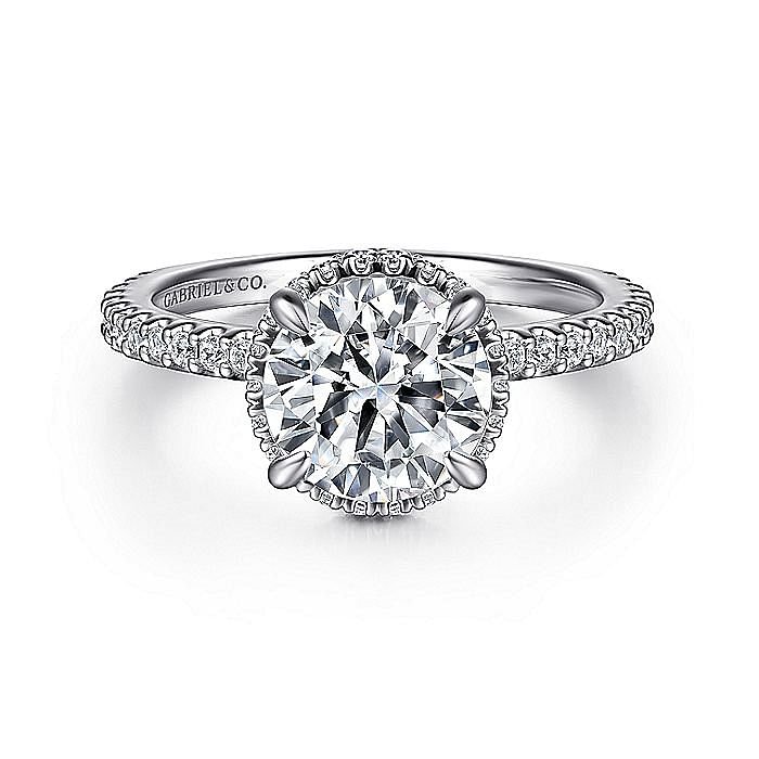 14K White Gold Senne Hidden Halo Round Diamond Engagement Ring