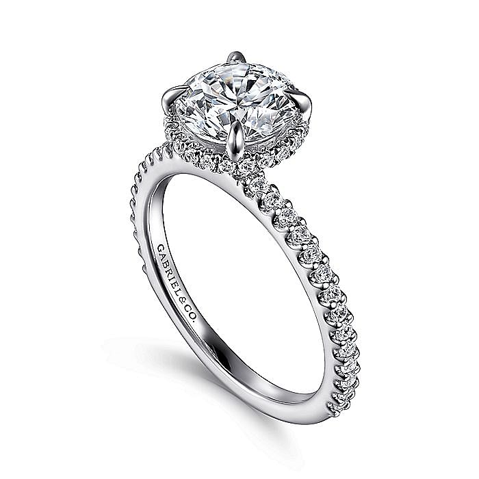 14K White Gold Senne Hidden Halo Round Diamond Engagement Ring
