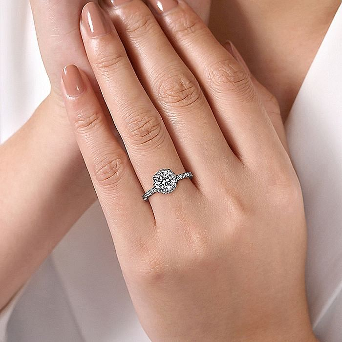 14K White Gold Senne Hidden Halo Round Diamond Engagement Ring