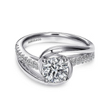 14K White Gold Lucca Bypass Round Diamond Engagement Ring