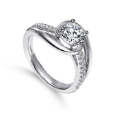 14K White Gold Lucca Bypass Round Diamond Engagement Ring