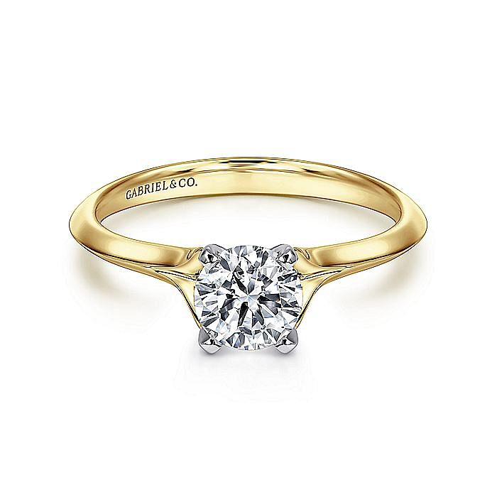 14K Yellow And White Gold Ellis Round Diamond Engagement Ring