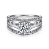 14K White Gold Hamila Split Shank Round Diamond Engagement Ring