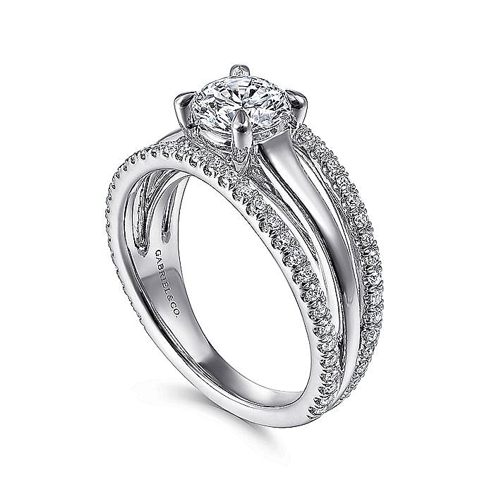 14K White Gold Hamila Split Shank Round Diamond Engagement Ring