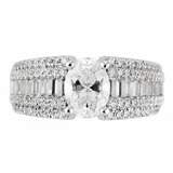 18K White Gold Wide Band Diamond Engagement Ring