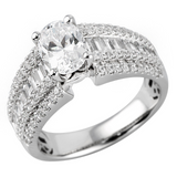 18K White Gold Wide Band Diamond Engagement Ring