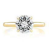 14K Yellow And White Gold Solitaire Diamond Engagement Ring With Peek-A-Boo Diamonds