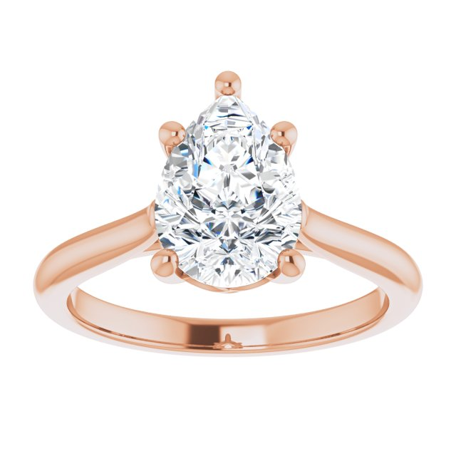 14K Rose Gold Pear Center Solitaire Engagement Ring