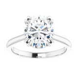 14K White Gold Oval Center Solitaire Engagement Ring