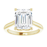 14K Yellow Gold Emerald Center Solitaire Engagement Ring