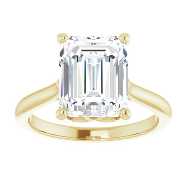 14K Yellow Gold Emerald Center Solitaire Engagement Ring