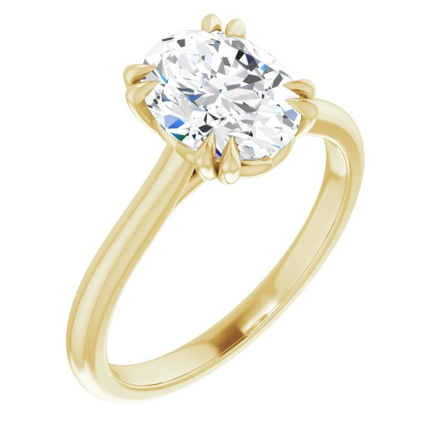14K Yellow Gold Oval Center Solitaire Engagement Ring