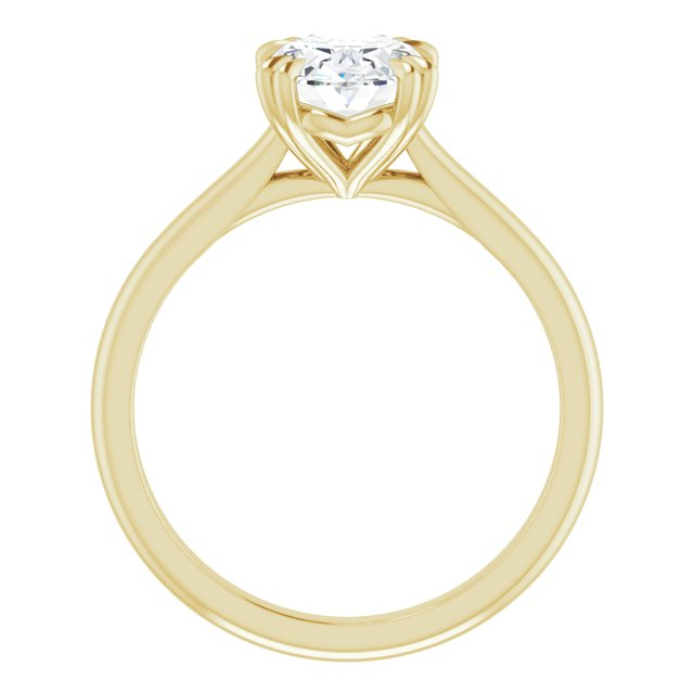 14K Yellow Gold Oval Center Solitaire Engagement Ring