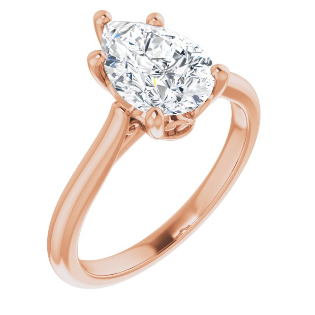 14K Rose Gold Pear Center Solitaire Engagement Ring