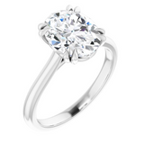14K White Gold Oval Center Solitaire Engagement Ring