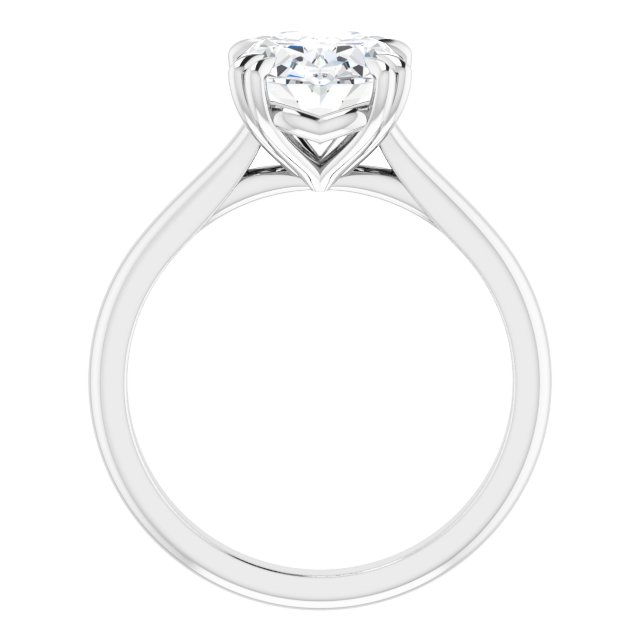 14K White Gold Oval Center Solitaire Engagement Ring