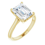 14K Yellow Gold Emerald Center Solitaire Engagement Ring
