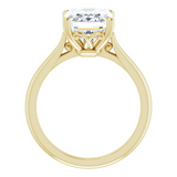 14K Yellow Gold Emerald Center Solitaire Engagement Ring