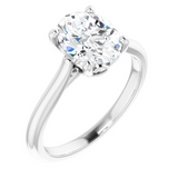 14K White Gold Oval Center Solitaire Engagement Ring