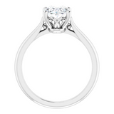14K White Gold Oval Center Solitaire Engagement Ring