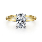 14K Yellow And White Gold Evalia Oval Center Solitaire Engagement Ring