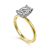 14K Yellow And White Gold Evalia Oval Center Solitaire Engagement Ring