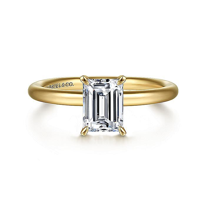 14K Yellow Gold Lark Emerald Cut Center Solitaire Engagement Ring