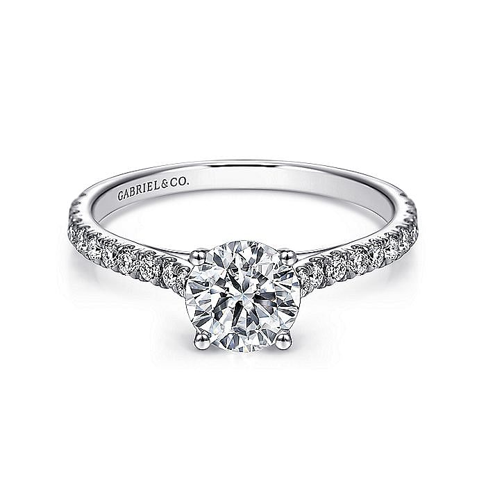 14K White Gold Josephine Classic Round Natural Diamonds Engagement Ring